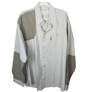 Vintage Columbia Mens Khaki Canvas Shooting Hunting Shirt Size  XL Heavy Duty
